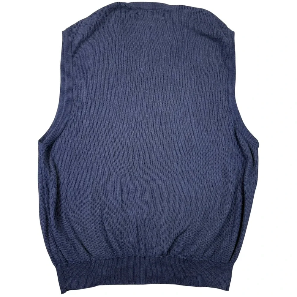 Ralph Lauren Polo Golf Sweater Vest Mens L Navy Blue Cotton V-Neck Knit Pony